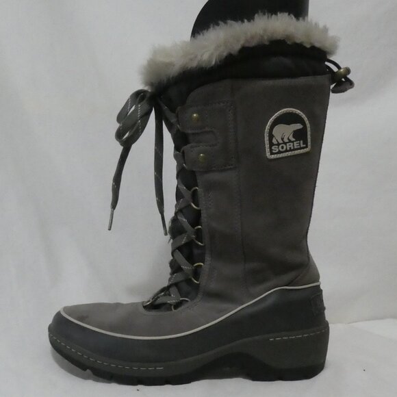 SOREL | size 10 | Grey Winter Boots with Faux Fur Trim - Picture 8 of 12